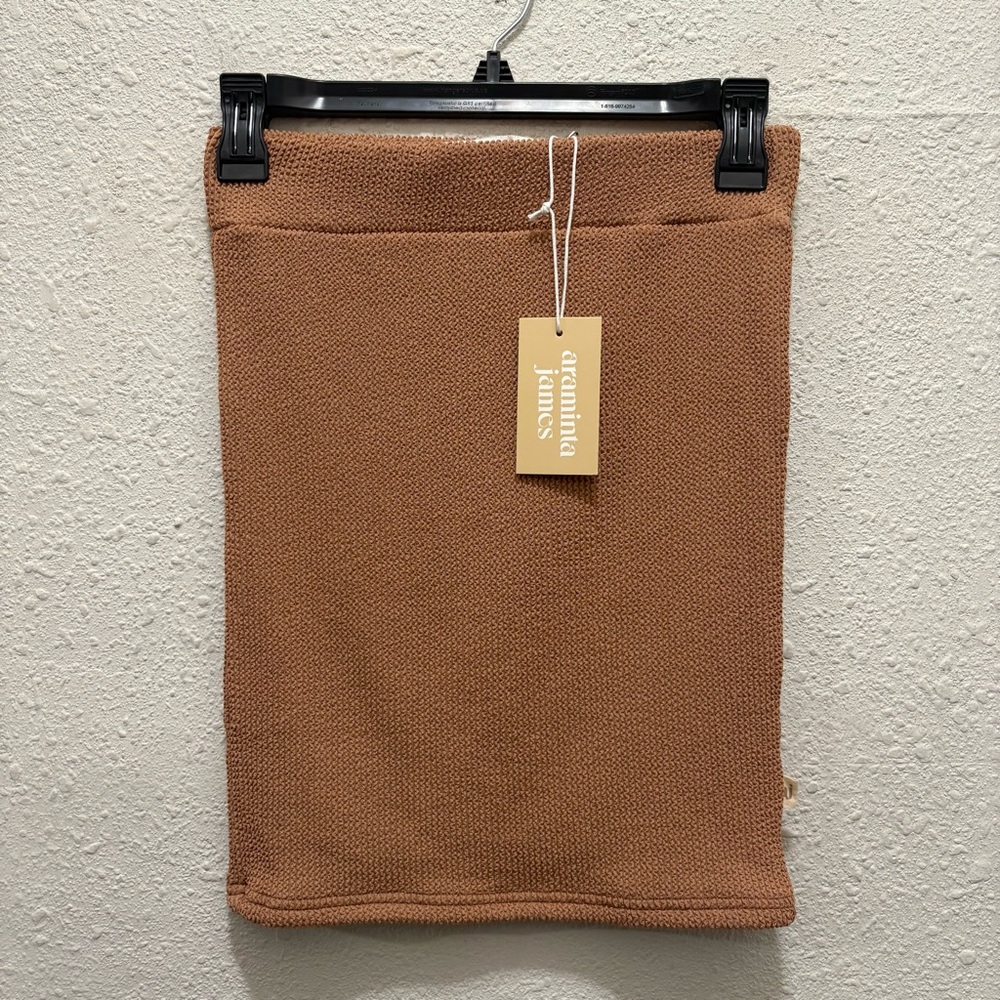 ARAMINTA JAMES Wave Crinkle Skirt in Chocolate NWT XS